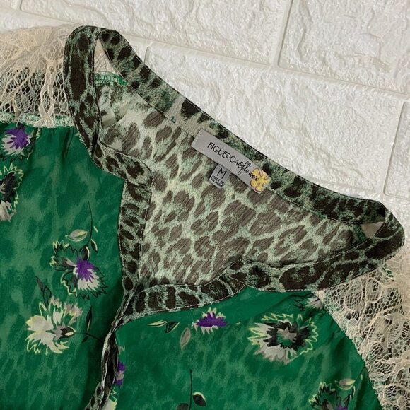 VINTAGE 80s chiffon floral blouse|Flower Top/Bohemian|Formal Loose fit|Animal pr - Picture 2 of 8